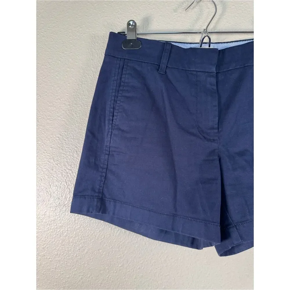J Crew Navy Blue Chino Shorts Womens 4 Preppy Casual Golf Summer Classic